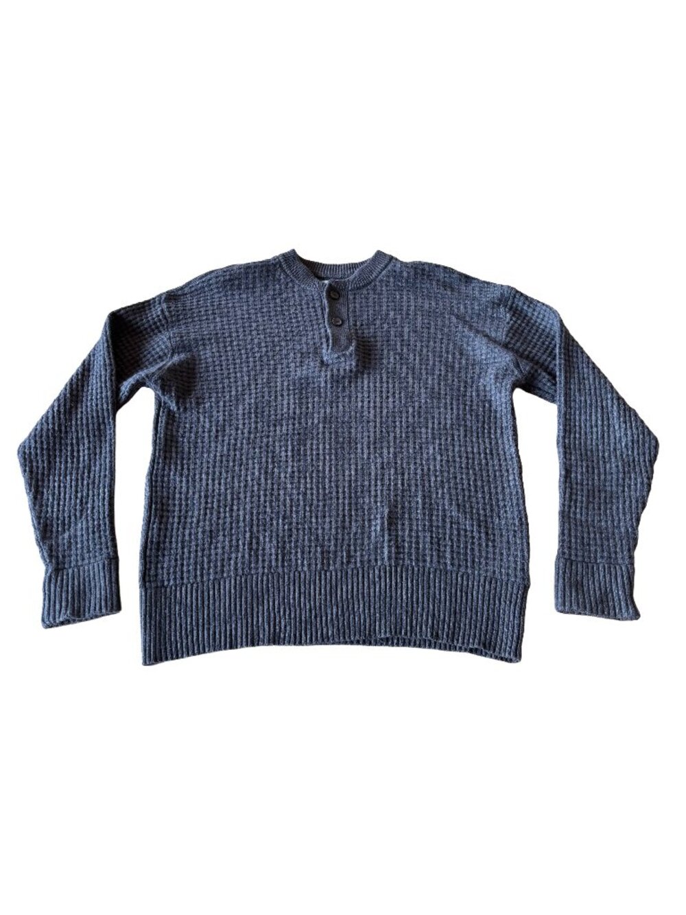 Grey Everlane Cashmere Waffle Knit Henley Crewneck Sweater M Gray Mens Womens